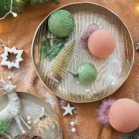 Set of 6 Glass Decorative Hanging Balls for Holiday Party Decorations, Christmas Ball Ornaments, D4", Green(m-7)