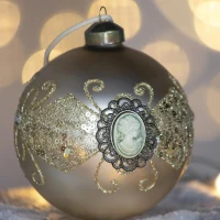 Set of 6 Christmas Glass Decorative Hanging Balls for Holiday Party Decorations, Christmas Ball Ornaments, D4", Gold(m-4)