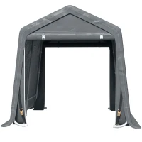 Outsunny 7.9' x 6.6' Garden Storage Tent, Patio Storage Shelter w/ Metal Frame and Double Zipper Doors, Dark Grey(m-2)