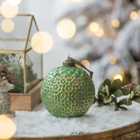 Set of 6 Glass Decorative Hanging Balls for Holiday Party Decorations, Christmas Ball Ornaments, D4", Green(m-4)