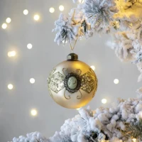 Set of 6 Christmas Glass Decorative Hanging Balls for Holiday Party Decorations, Christmas Ball Ornaments, D4", Gold(m-3)