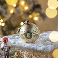 Set of 6 Christmas Glass Decorative Hanging Balls for Holiday Party Decorations, Christmas Ball Ornaments, D4", Gold(m-1)