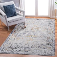 Naar 5x7 Stain-Resistant Area Rug with Cotton Backing, Medium Pile Height, Kid and Pet-Friendly Carpet, 90" L x 63" W x 0.3" H, Ivory+Gray(m-1)