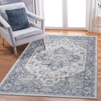 Naar 8x10 Stain-Resistant Area Rug with Cotton Backing, Medium Pile Height, Kid and Pet-Friendly Carpet, 120" L x 93" W x 0.35" H, Blue+Gray(m-6)