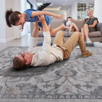 Naar 5x7 Stain-Resistant Area Rug with Cotton Backing, Medium Pile Height, Kid and Pet-Friendly Carpet, 90" L x 63" W x 0.35" H, Sand(m-6)