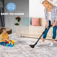 Naar 8x10 Geometric Stain-Resistant Area Rug with Non-Shedding Design and Cotton Backing, Kid and Pet-Friendly Carpet, 120" L x 93" W x 0.3" H, Beige(m-4)