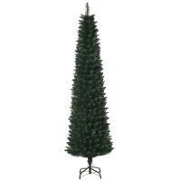 HOMCOM 6FT Artificial Christmas Tree Xmas Pencil Tree Holiday Home Indoor Decoration with Foldable Black Stand for Party, Green(m-2)