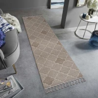Naar 2x8 Indoor Outdoor Stain-Resistant Area Rug with Medium Pile Height, Kid and Pet-Friendly Carpet, 96" L x 26" W x 0.3" H, Cream(m-1)