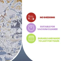 Naar 2x8 Stain-Resistant Rug with Cotton Backing, Medium Pile Height, Kid and Pet-Friendly Carpet, 96" L x 26" W x 0.3" H, Ivory+Gray(m-4)