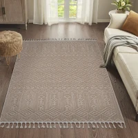 Naar 6x9 Indoor Outdoor Stain-Resistant Area Rug with Medium Pile Height, Kid and Pet-Friendly Carpet, 93" L x 79" W x 0.3" H, Natural(m-3)