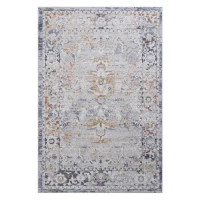 Naar 6x9 Stain-Resistant Area Rug with Cotton Backing, Medium Pile Height, Kid and Pet-Friendly Carpet, 93" L x 79" W x 0.3" H, Ivory+Gray(m-2)