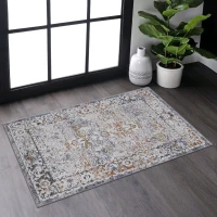 Naar 2x3 Stain-Resistant Area Rug with Cotton Backing, Medium Pile Height, Kid and Pet-Friendly Carpet, 36" L x 24" W x 0.3" H, Ivory+Gray(m-1)