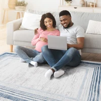 Naar 5x7 Stain-Resistant Area Rug with Cotton Backing, Medium Pile Height, Stylish Kid and Pet-Friendly Carpet, 90" L x 63" W x 0.35" H, Blue(m-7)