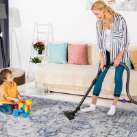 Naar 2x8 Stain-Resistant Area Rug with Cotton Backing, Medium Pile Height, Kid and Pet-Friendly Carpet, 96" L x 26" W x 0.35" H, Blue+Gray(m-5)