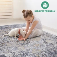 Naar 6x9 Stain-Resistant Area Rug with Non-Shedding Design and Cotton Backing, Kid and Pet-Friendly Carpet, 93" L x 79" W x 0.3" H, Multicolor(m-3)