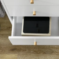 HOMCOM White Dresser for Bedroom with 3 Drawers, Morden Chest of Drawers with Solid Wood Legs and Handles, Storage Organizer for Living Room, White(m-9)