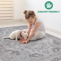 Naar 6x9 Stain-Resistant Area Rug with Cotton Backing, Medium Pile Height, Kid and Pet-Friendly Carpet, 93" L x 79" W x 0.35" H, Ivory(m-3)