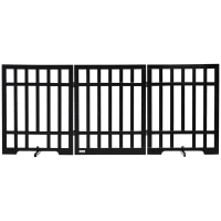 PawHut Freestanding Pet Gate with 2PCS Support Feet, 3 Panels Folding Dog Gates for the House Doorway Stairs, Expands up to 71.3" Wide, 29.9" Tall, Black(m-2)