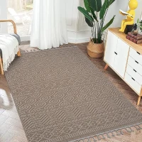 Naar 4x6 Geometric Indoor Outdoor Stain-Resistant Area Rug with Medium Pile Height, Kid and Pet-Friendly Carpet, 74" L x 48" W x 0.3" H, Mocha(m-3)