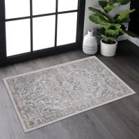 Naar 2x3 Stain-Resistant Area Rug with Cotton Backing, Medium Pile Height, Kid and Pet-Friendly Carpet, 36" L x 24" W x 0.35" H, Ivory(m-1)