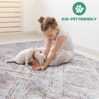 Naar 8x10 Geometric Stain-Resistant Area Rug with Non-Shedding Design and Cotton Backing, Kid and Pet-Friendly Carpet, 120" L x 93" W x 0.3" H, Beige(m-3)
