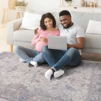 Naar 2x8 Stain-Resistant Area Rug with Cotton Backing, Medium Pile Height, Stylish Kid and Pet-Friendly Carpet, 96" L x 26" W x 0.3" H, Brown+Beige(m-5)