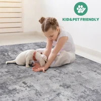 Naar 5x7 Stain-Resistant Rug with Non-Shedding Design and Cotton Backing, Stylish Kid and Pet-Friendly Carpet, 90" L x 63" W x 0.35" H, Gray(m-3)