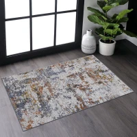 Naar 2x3 Abstract Stain-Resistant Area Rug with Cotton Backing, Medium Pile Height, Kid and Pet-Friendly Carpet, 36" L x 24" W x 0.3" H, Ivory+Navy(m-1)