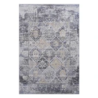 Naar 5x7 Traditional Stain-Resistant Area Rug with Cotton Backing, Medium Pile Height, Kid and Pet-Friendly Carpet, 90" L x 63" W x 0.3" H, Gray+Blue(m-2)