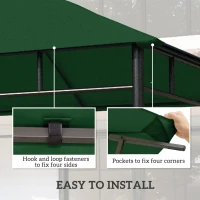 Outsunny 10' x 10' Square Gazebo Canopy Replacement UV Protected Top Cover Sun Shade Green(m-5)