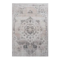 Naar 6x9 Medallion Stain-Resistant Area Rug with Cotton Backing, Medium Pile Height, Kid and Pet-Friendly Carpet, 93" L x 79" W x 0.3" H, Cream(m-2)