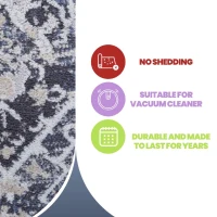 Naar 5x7 Traditional Stain-Resistant Area Rug with Cotton Backing, Medium Pile Height, Kid and Pet-Friendly Carpet, 90" L x 63" W x 0.3" H, Gray+Blue(m-4)