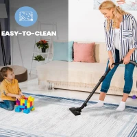 Naar 2x8 Stain-Resistant Area Rug with Cotton Backing, Medium Pile Height, Kid and Pet-Friendly Carpet, 96" L x 26" W x 0.35" H, Blue(m-3)