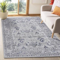 Naar 6x9 Stain-Resistant Area Rug with Cotton Backing, Medium Pile Height, Kid and Pet-Friendly Carpet, 93" L x 79" W x 0.35" H, Gray+Blue(m-5)