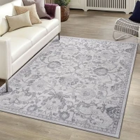 Naar 6x9 Abstract Stain-Resistant Rug with Cotton Backing, Non-Shedding Design, Kid and Pet-Friendly Carpet, 93" L x 79" W x 0.35" H, Gray(m-7)