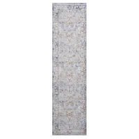 Naar 2x8 Stain-Resistant Rug with Cotton Backing, Medium Pile Height, Kid and Pet-Friendly Carpet, 96" L x 26" W x 0.3" H, Ivory+Gray(m-2)