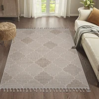 Naar 5x7 Indoor Outdoor Stain-Resistant Area Rug with Medium Pile Height, Kid and Pet-Friendly Carpet, 90" L x 63" W x 0.3" H, Cream(m-1)