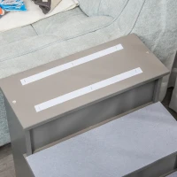 PawHut Dog Steps Pet Stairs for Bed Cat Ladder for Couch with Non-Slip Carpet, 15.7" x 23.2" x 21.3", Grey(m-9)