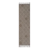 Naar 2x8 Indoor Outdoor Stain-Resistant Area Rug with Medium Pile Height, Kid and Pet-Friendly Carpet, 96" L x 26" W x 0.3" H, Cream(m-2)