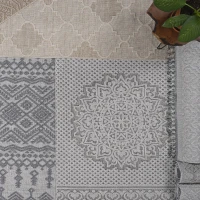 Naar 4x6 Geometric Indoor Outdoor Stain-Resistant Area Rug with Medium Pile Height, Kid and Pet-Friendly Carpet, 74" L x 48" W x 0.3" H, White(m-5)