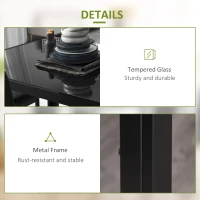 HOMCOM 5-Piece Rectangular Glass Kitchen Table and Chairs with Metal Frame and Faux Leather Upholstery for Dining Room, Black(m-7)
