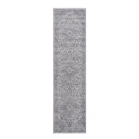 Naar 2x8 Stain-Resistant Area Rug with Non-Shedding Design and Cotton Backing, Kid and Pet-Friendly Carpet, 96" L x 26" W x 0.35" H, Silver(m-2)
