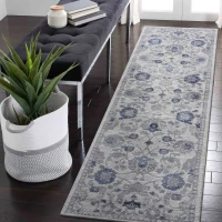 Naar 2x8 Stain-Resistant Rug with Cotton Backing, Non-Shedding Design, Kid and Pet-Friendly Carpet, 96" L x 26" W x 0.35" H, Blu(m-1)