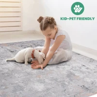 Naar 6x9 Abstract Stain-Resistant Area Rug with Cotton Backing, Medium Pile Height, Kid and Pet-Friendly Carpet, 93" L x 79" W x 0.35" H, Gray(m-4)