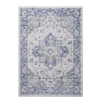 Naar 6x9 Stain-Resistant Area Rug with Medium Pile Height, Carpet for Living Room, Bedroom, Home Office, 93" L x 79" W x 0.35" H, Blue+Gray(m-2)
