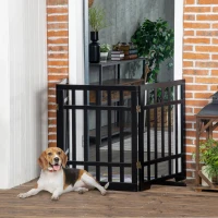 PawHut Freestanding Pet Gate with 2PCS Support Feet, 3 Panels Folding Dog Gates for the House Doorway Stairs, Expands up to 71.3" Wide, 29.9" Tall, Black(m-1)