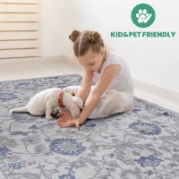 Naar 8x10 Stain-Resistant Area Rug with Cotton Backing, Medium Pile Height, Kid and Pet-Friendly Carpet, 120" L x 93" W x 0.35" H, Blue(m-3)