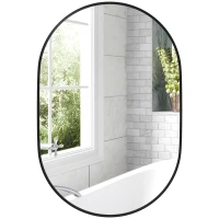HOMCOM Bathroom Mirror for Vanity, Oval Wall Mirror with Aluminium Frame, 24" x 35"(m-11)