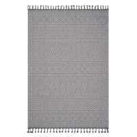Naar 4x6 Geometric Indoor Outdoor Stain-Resistant Area Rug with Medium Pile Height, Kid and Pet-Friendly Carpet, 74" L x 48" W x 0.3" H, White(m-2)