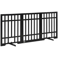 PawHut Freestanding Pet Gate with 2PCS Support Feet, 3 Panels Folding Dog Gates for the House Doorway Stairs, Expands up to 71.3" Wide, 29.9" Tall, Black(m-11)